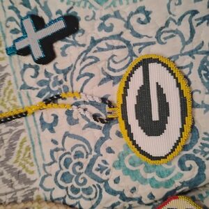 Beaded Necklace with Yellow and Black Pendant